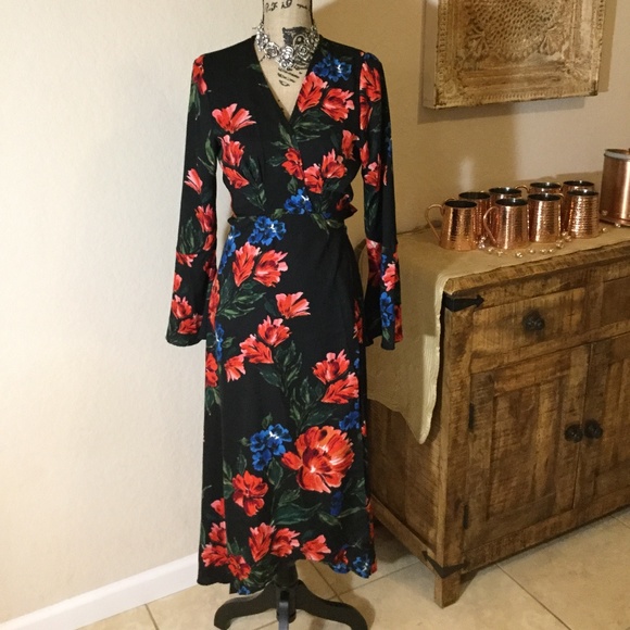 Floral Maxi Wrap Dress L - Picture 1 of 4